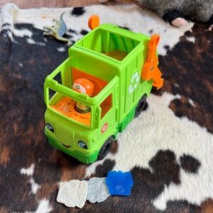 Fisher-Price Bright Green Recycling Truck Toy with Orange Lift